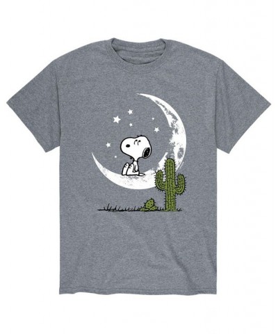 Men's Peanuts Snoopy Moon T-Shirt Gray $15.40 T-Shirts