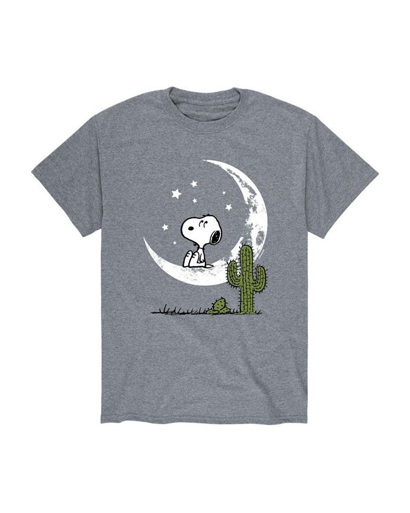 Men's Peanuts Snoopy Moon T-Shirt Gray $15.40 T-Shirts