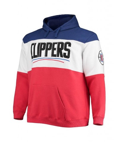 Men's Royal, Red LA Clippers Big and Tall Colorblock Wordmark Pullover Hoodie $24.48 Sweatshirt