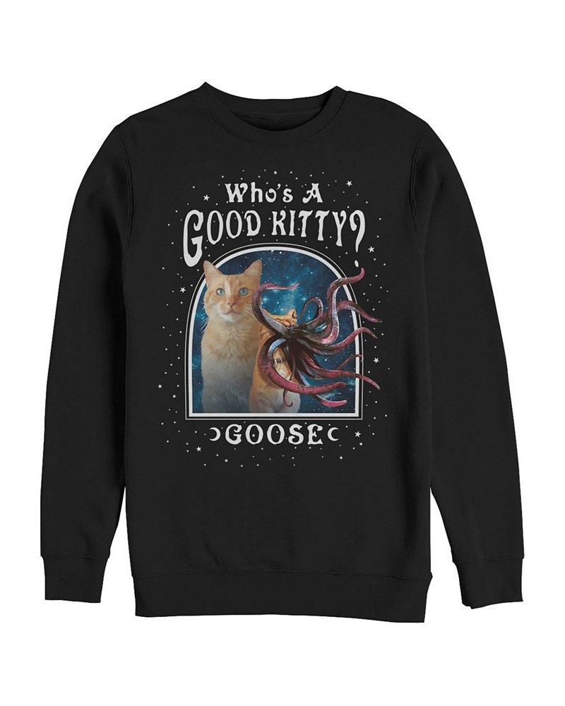 Marvel Men's Captain Marvel Goose the Good Kitty, Crewneck Fleece Black $25.30 Sweatshirt