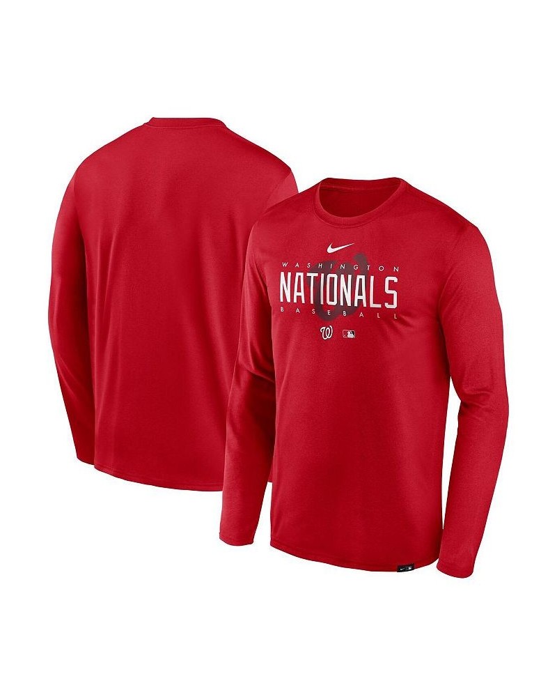 Men's Red Washington Nationals Authentic Collection Team Logo Legend Performance Long Sleeve T-shirt $22.55 T-Shirts