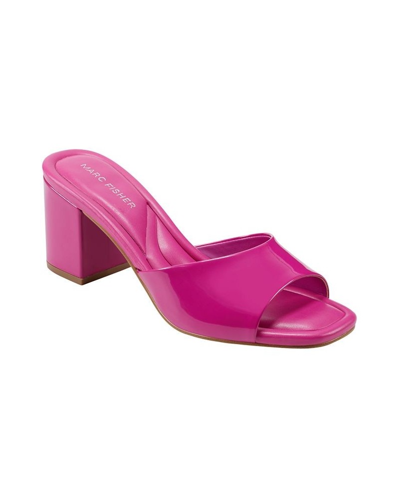 Women's Fynn Block Heel Slip-on Dress Sandals Pink $49.50 Shoes