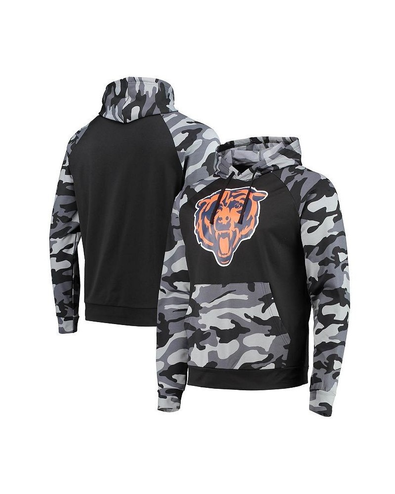 Men's Black Chicago Bears Camo Raglan Pullover Hoodie $39.20 Sweatshirt