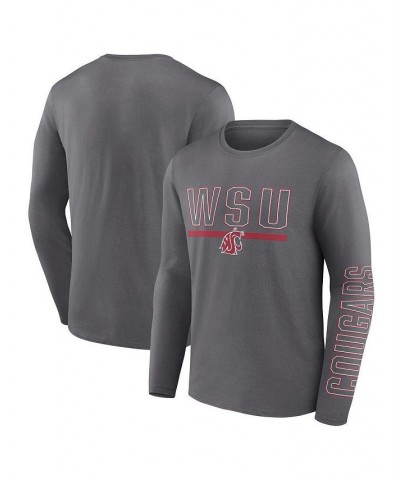 Men's Branded Heather Charcoal Washington State Cougars Modern Two-Hit Long Sleeve T-shirt $26.99 T-Shirts