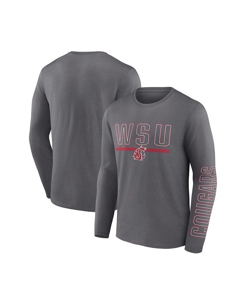 Men's Branded Heather Charcoal Washington State Cougars Modern Two-Hit Long Sleeve T-shirt $26.99 T-Shirts