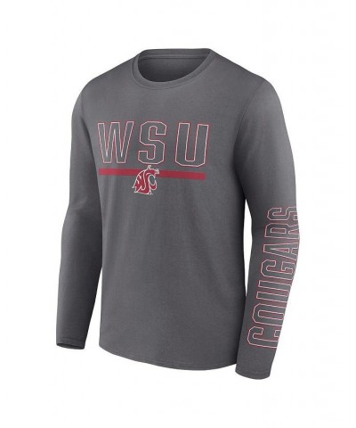 Men's Branded Heather Charcoal Washington State Cougars Modern Two-Hit Long Sleeve T-shirt $26.99 T-Shirts