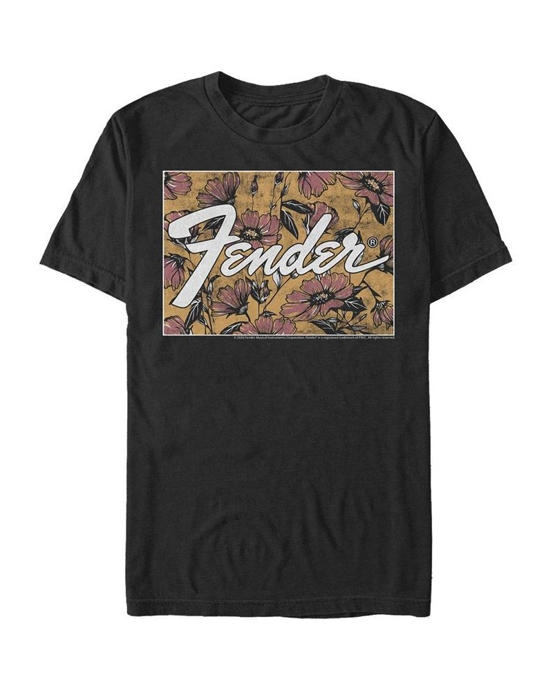 Men's Fender Floral Box Logo Short Sleeve T-shirt Black $15.40 T-Shirts