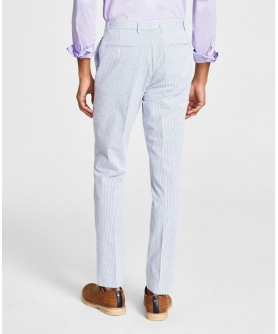 Men's Modern-Fit THFlex Stretch Blue/White Stripe Seersucker Suit Pants Blue $25.30 Suits