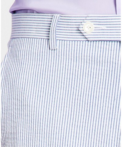 Men's Modern-Fit THFlex Stretch Blue/White Stripe Seersucker Suit Pants Blue $25.30 Suits