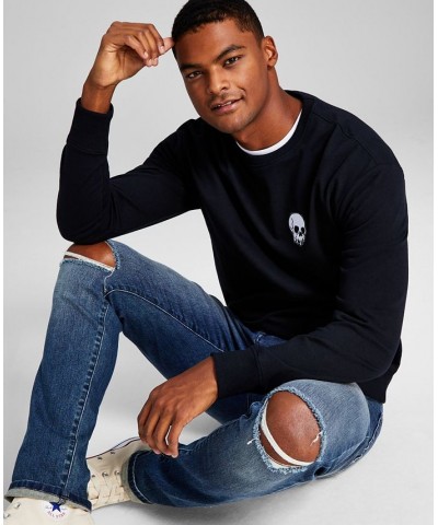 Men's Modern-Fit Skull Patch Fleece Sweatshirt Black $16.18 Sweatshirt