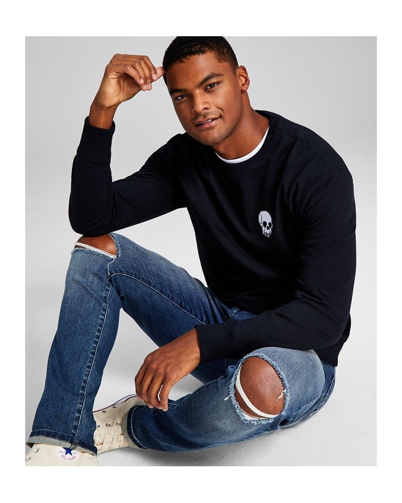 Men's Modern-Fit Skull Patch Fleece Sweatshirt Black $16.18 Sweatshirt