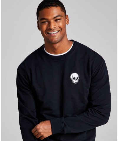 Men's Modern-Fit Skull Patch Fleece Sweatshirt Black $16.18 Sweatshirt