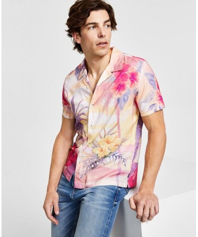 Men's Tropical Print Short-Sleeve Camp Shirt Green $36.49 Shirts