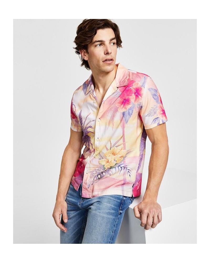 Men's Tropical Print Short-Sleeve Camp Shirt Green $36.49 Shirts