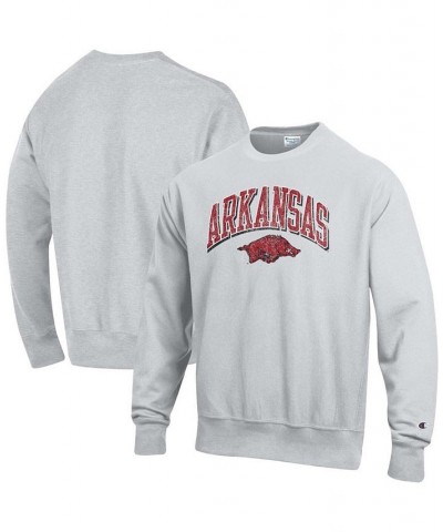 Men's Gray Arkansas Razorbacks Arch Over Logo Reverse Weave Pullover Sweatshirt $46.74 Sweatshirt