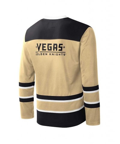 Men's Gold, Black Vegas Golden Knights Cross Check Jersey V-Neck Long Sleeve T-shirt $48.59 T-Shirts