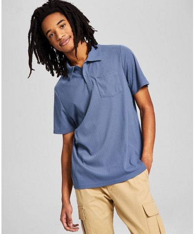 Men's Textured Short-Sleeve Polo Shirt Blue $13.12 Polo Shirts