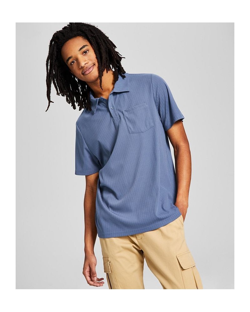 Men's Textured Short-Sleeve Polo Shirt Blue $13.12 Polo Shirts