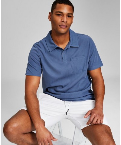 Men's Textured Short-Sleeve Polo Shirt Blue $13.12 Polo Shirts