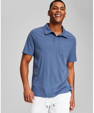 Men's Textured Short-Sleeve Polo Shirt Blue $13.12 Polo Shirts