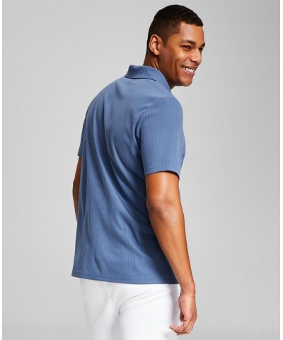 Men's Textured Short-Sleeve Polo Shirt Blue $13.12 Polo Shirts