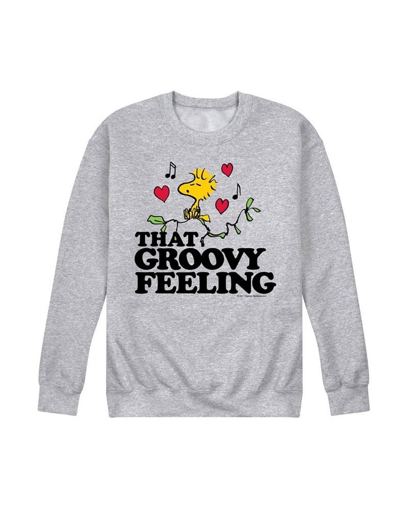 Men's Peanuts That Groovy Feeling Fleece Sweatshirt Gray $29.69 Sweatshirt