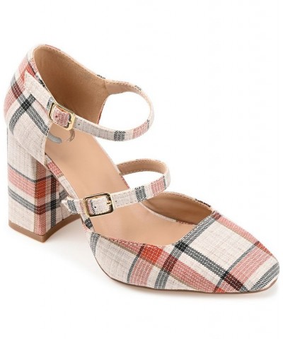 Women's Isadorah Double Strap Heels Plaid, Tan $50.99 Shoes