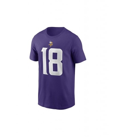 Men's Justin Jefferson Purple Minnesota Vikings Name and Number T-shirt $25.99 T-Shirts