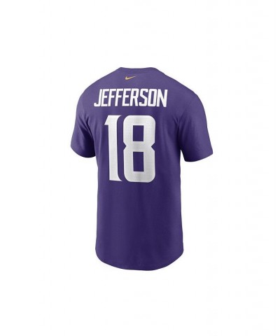 Men's Justin Jefferson Purple Minnesota Vikings Name and Number T-shirt $25.99 T-Shirts