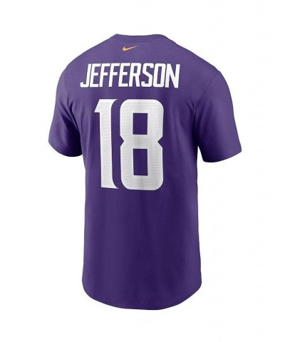 Men's Justin Jefferson Purple Minnesota Vikings Name and Number T-shirt $25.99 T-Shirts