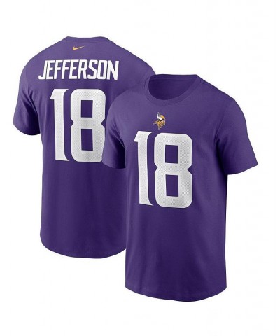 Men's Justin Jefferson Purple Minnesota Vikings Name and Number T-shirt $25.99 T-Shirts