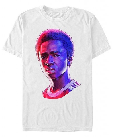 Men's Stranger Things Lucas Big Face Short Sleeve T-shirt White $20.29 T-Shirts