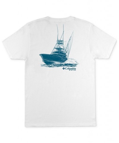 Men's PFG Classic-Fit Boat Logo Graphic T-Shirt White $14.99 T-Shirts