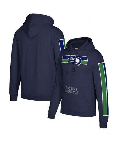 Men's College Navy Seattle Seahawks Three Stripe Pullover Hoodie $37.40 Sweatshirt