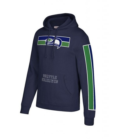 Men's College Navy Seattle Seahawks Three Stripe Pullover Hoodie $37.40 Sweatshirt