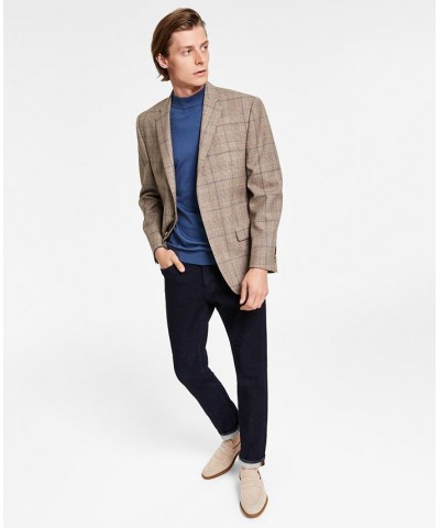 Men's Wool Classic-Fit Ultraflex Stretch Plaid Blazer Tan/Beige $36.60 Blazers