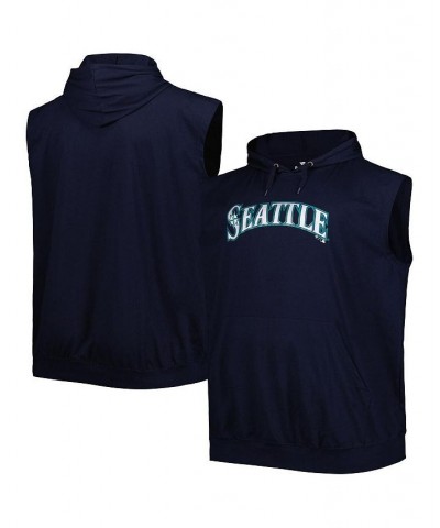 Men's Navy Seattle Mariners Jersey Big and Tall Pullover Muscle Hoodie $30.67 Sweatshirt