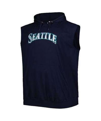 Men's Navy Seattle Mariners Jersey Big and Tall Pullover Muscle Hoodie $30.67 Sweatshirt