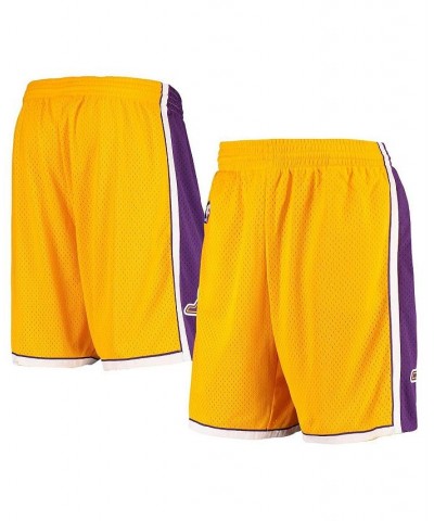 Men's Gold Los Angeles Lakers Hardwood Classics Primary Logo Swingman Shorts $36.39 Shorts