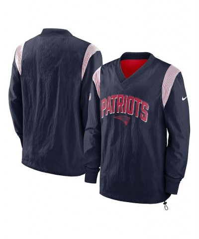 Men's Navy New England Patriots Sideline Athletic Stack V-neck Pullover Windshirt Jacket $45.10 Jackets