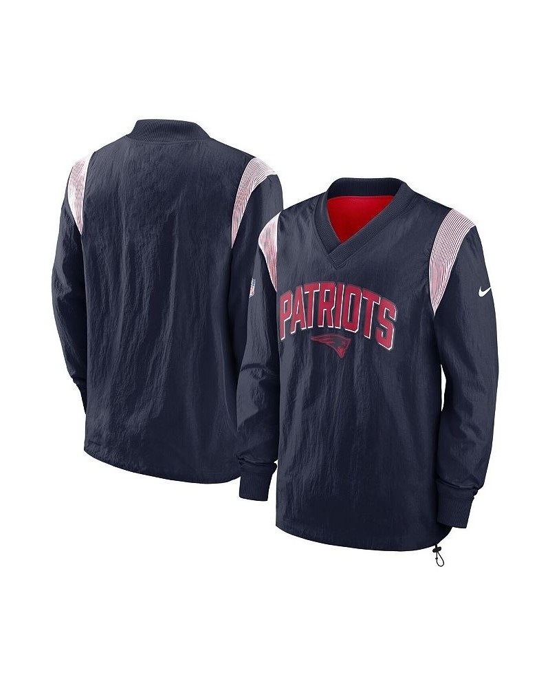 Men's Navy New England Patriots Sideline Athletic Stack V-neck Pullover Windshirt Jacket $45.10 Jackets