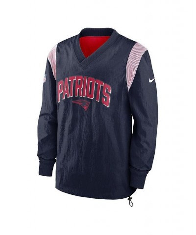 Men's Navy New England Patriots Sideline Athletic Stack V-neck Pullover Windshirt Jacket $45.10 Jackets