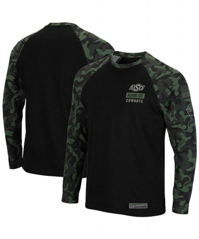 Men's Black Oklahoma State Cowboys OHT Military-Inspired Appreciation Camo Raglan Long Sleeve T-shirt $22.00 T-Shirts