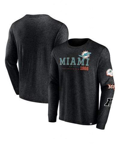 Men's Branded Heather Black Miami Dolphins High Whip Pitcher Long Sleeve T-shirt $23.50 T-Shirts