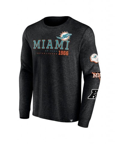 Men's Branded Heather Black Miami Dolphins High Whip Pitcher Long Sleeve T-shirt $23.50 T-Shirts