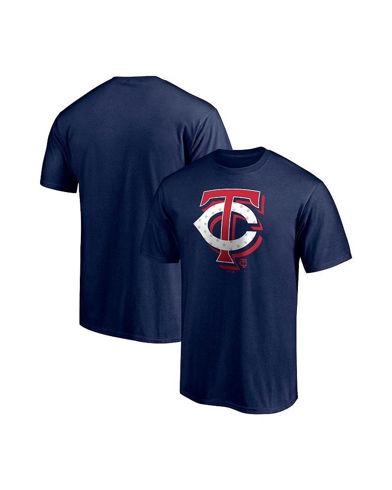 Men's Navy Minnesota Twins Red White and Team Logo T-shirt $16.00 T-Shirts