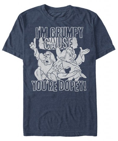 Disney Men's Snow White Grumpy Cause You're Dopey Short Sleeve T-Shirt Blue $16.10 T-Shirts