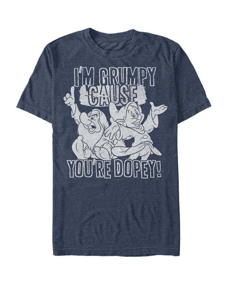 Disney Men's Snow White Grumpy Cause You're Dopey Short Sleeve T-Shirt Blue $16.10 T-Shirts