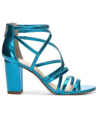 Women's Stassey Strappy Block Heel Dress Sandals Blue $36.34 Shoes