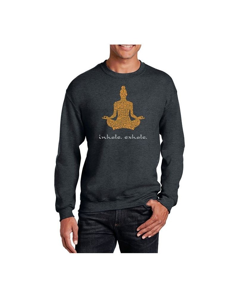 Men's Word Art Inhale Exhale Crewneck Sweatshirt Gray $24.50 Sweatshirt